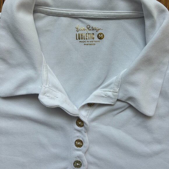 Lilly Pulitzer Luxletic White Polo Shirt – Size M - Picture 2 of 2